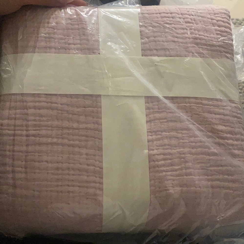 Casaluna king chambray cotton Duvet & shams rose